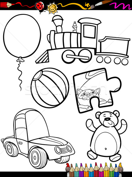 cartoon toys objects coloring page Stock photo © izakowski