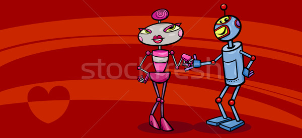 Imagine de stoc: Roboti · cuplu · dragoste · ziua · indragostitilor · felicitare
