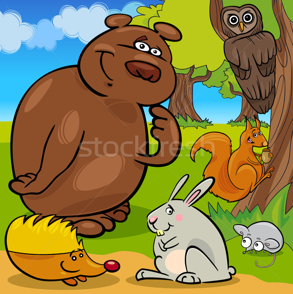 forest wild animals cartoon group Stock photo © izakowski