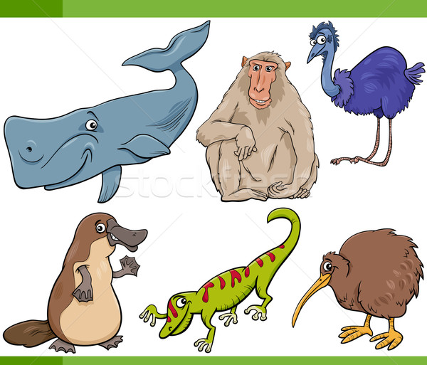 Wilde dieren cartoon ingesteld illustratie grappig gelukkig Stockfoto © izakowski