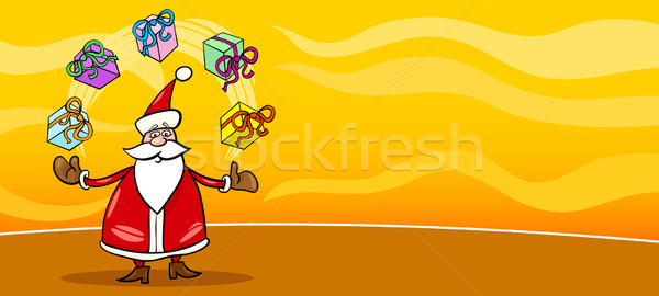Santa Claus and presents cartoon card Stock photo © izakowski