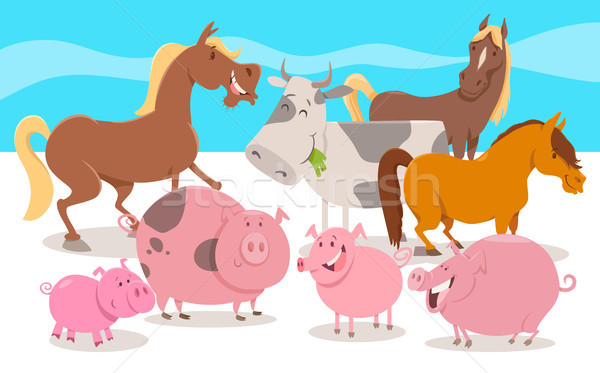 cartoon farm animal characters group Stock photo © izakowski