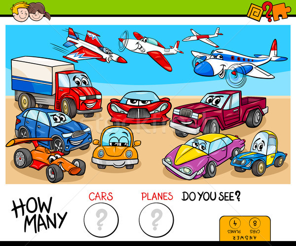 counting cars and planes educational game Stock photo © izakowski