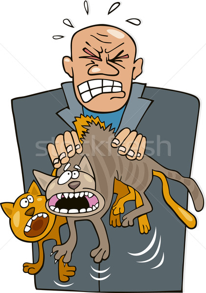 Angry man with cats Stock photo © izakowski