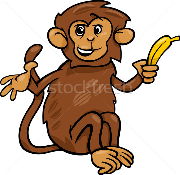 monkey with banana cartoon illustration Stock photo © izakowski