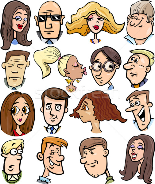 Zeichen Gesichter Karikatur Illustration Menschen Stock foto © izakowski