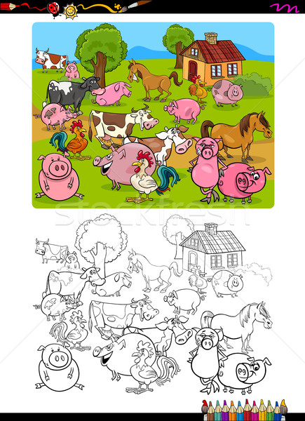 Animaux de la ferme page cartoon illustration [[stock_photo]] © izakowski