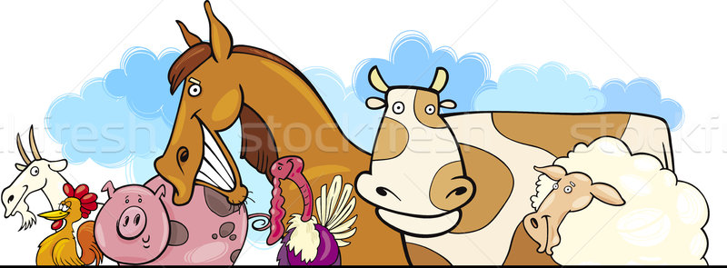 Cartoon animaux de la ferme design illustration tête cheval [[stock_photo]] © izakowski