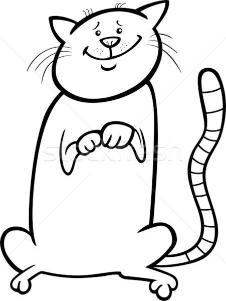 cute cat cartoon for coloring book Stock photo © izakowski