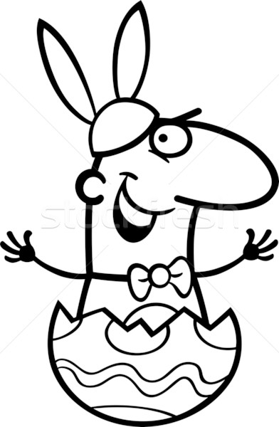 man as easter bunny cartoon for coloring Stock photo © izakowski