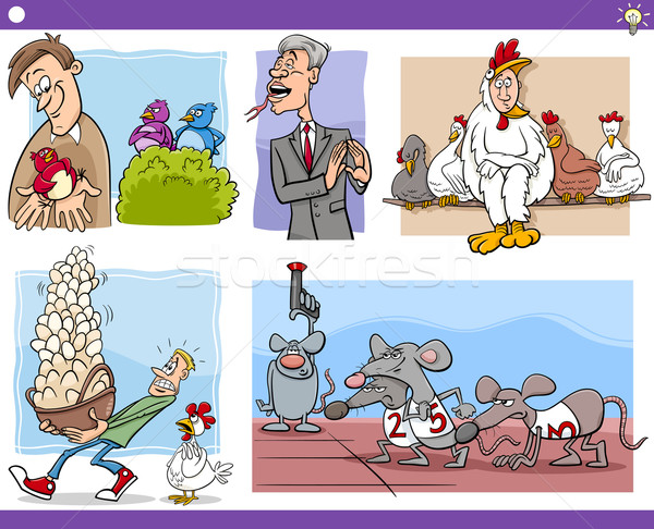 Cartoon gezegden ingesteld illustratie humoristisch Stockfoto © izakowski