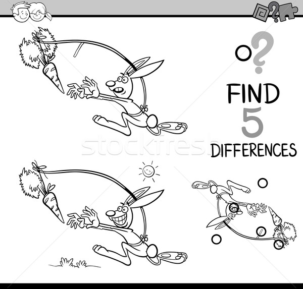 Unterschiede Aktivität Ausmalbuch schwarz weiß Karikatur Illustration Stock foto © izakowski