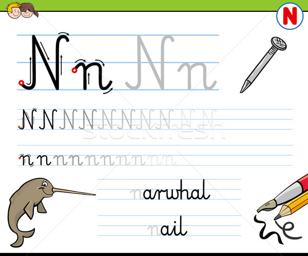 how to write letter N worksheet for kids Stock photo © izakowski