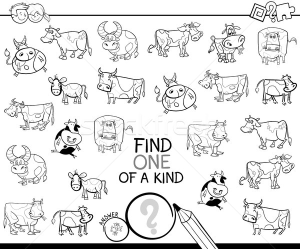 one of a kind game with cows color book Stock photo © izakowski