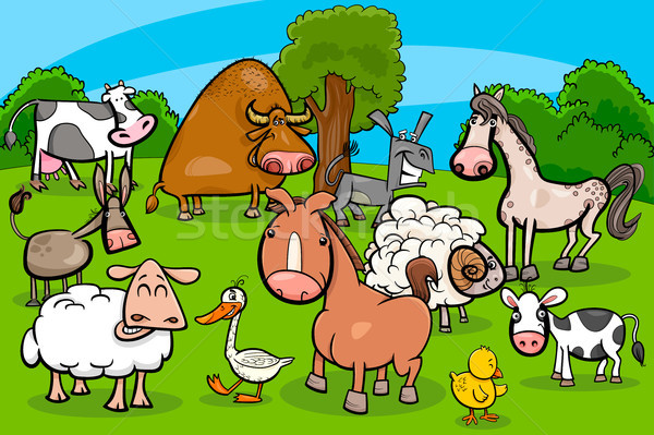 cartoon farm animal characters group Stock photo © izakowski