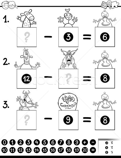 subtraction game coloring book with monsters Stock photo © izakowski