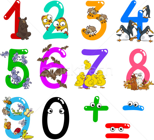 numbers with cartoon animals Stock photo © izakowski