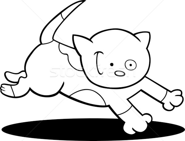 running spotted kitten for coloring Stock photo © izakowski
