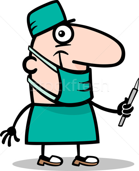 Chirurg Arzt Karikatur Illustration funny Skalpell Stock foto © izakowski