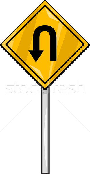 u turn sign clip art cartoon illustration Stock photo © izakowski