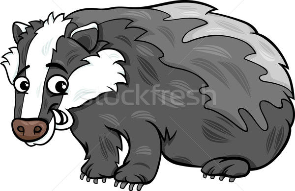 獾 動物 漫畫 插圖 可愛 快樂 商業照片 © izakowski