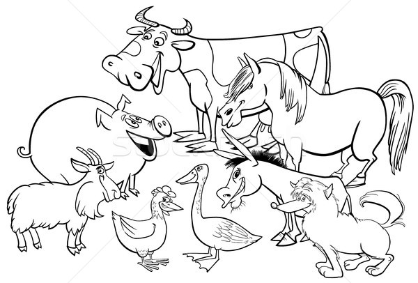 farm animal characters coloring book Stock photo © izakowski
