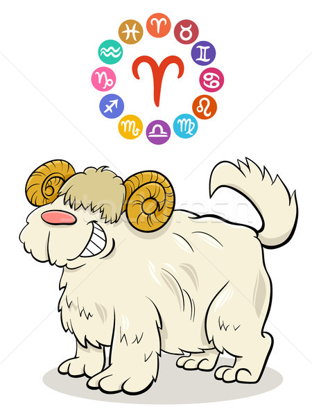 Aries Zodiac sign with cartoon dog Stock photo © izakowski