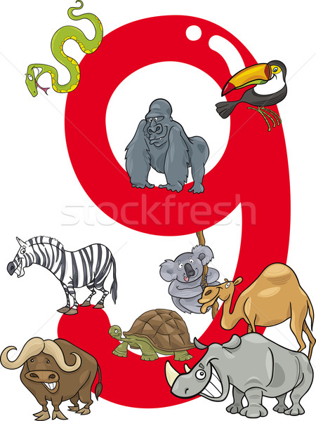 number nine and 9 animals Stock photo © izakowski