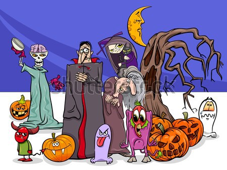 Halloween cartoon tematy zestaw ilustracja wampira Zdjęcia stock © izakowski