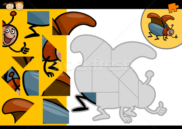 cartoon beetle jigsaw puzzle game Stock photo © izakowski
