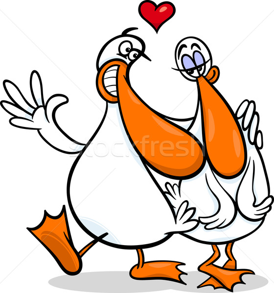 ducks in love cartoon illustration Stock photo © izakowski