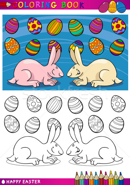 easter bunny cartoon illustration for coloring Stock photo © izakowski