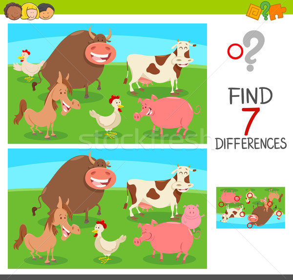 differences game with farm animals Stock photo © izakowski