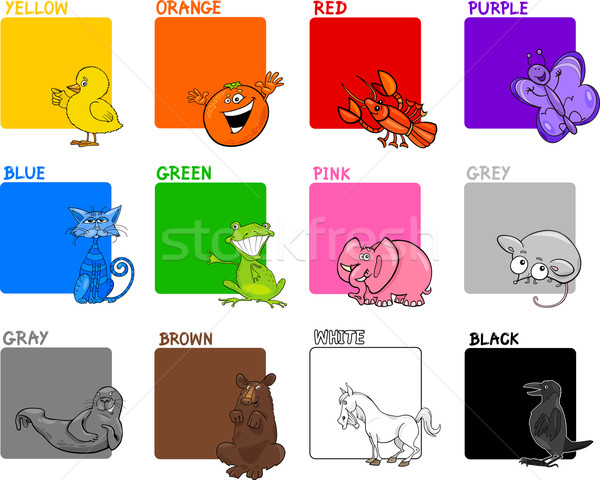 первичный цветами Cartoon набор иллюстрация животные Сток-фото © izakowski