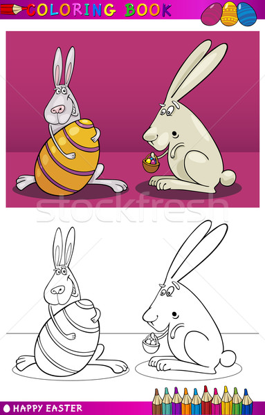 easter bunny cartoon for coloring Stock photo © izakowski