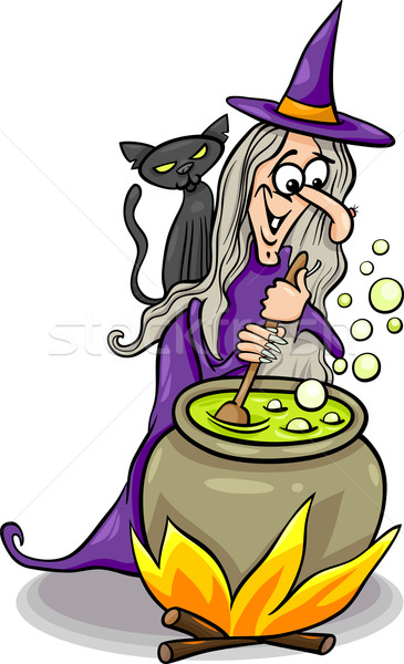 witch casting a spell cartoon illustration Stock photo © izakowski