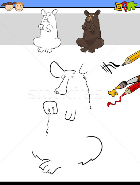 Trekken kleur taak beer cartoon illustratie Stockfoto © izakowski