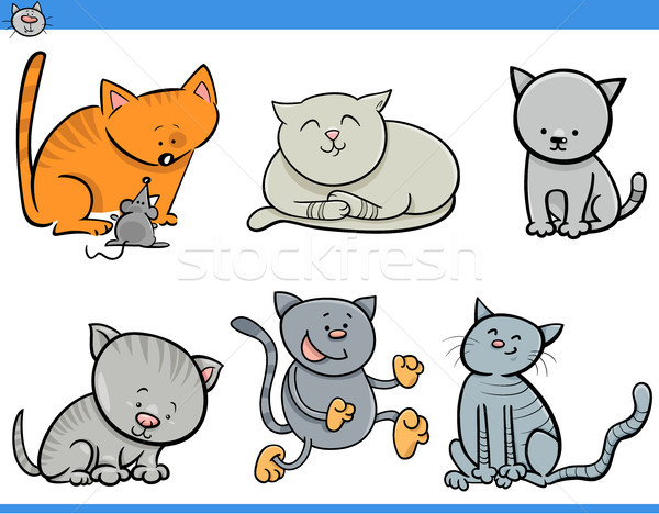Happy gatos grupo desenho animado ilustração imagem vetorial de izakowski©  19167227