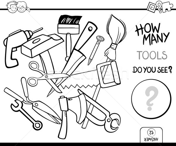 counting tools coloring page activity Stock photo © izakowski