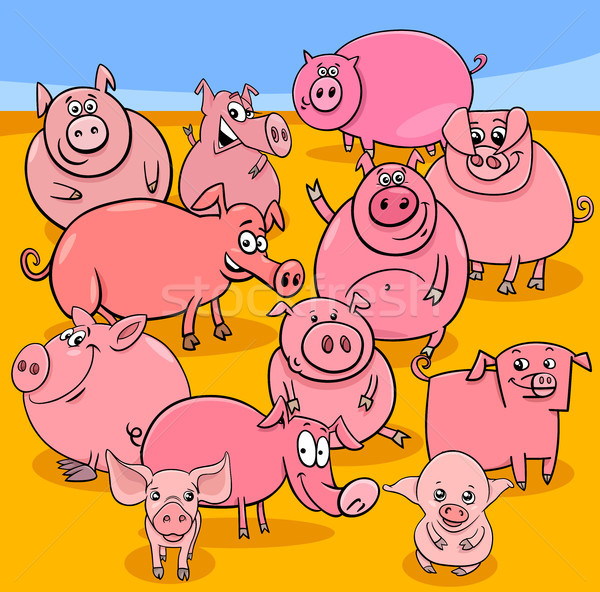 漫画 豚 家畜 グループ 実例 ストックフォト © izakowski