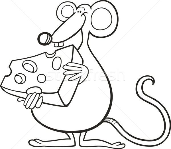 Сток-фото: мыши · сыра · книжка-раскраска · иллюстрация · черный · рисунок