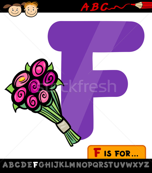 letter f with flowers cartoon illustration Stock photo © izakowski