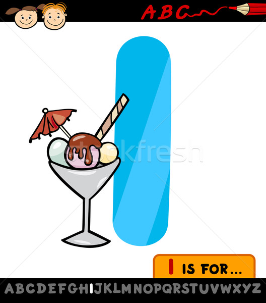 Stock photo: letter i with ice cream cartoon illustration