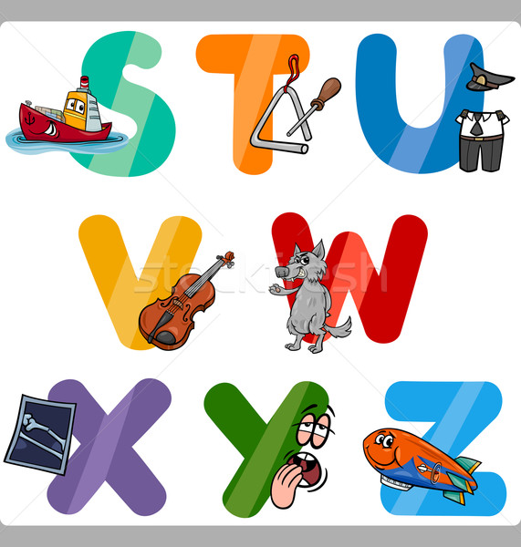 Edukacji cartoon alfabet litery dzieci ilustracja Zdjęcia stock © izakowski