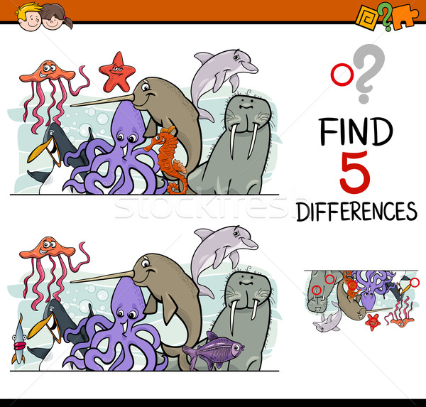 Imagine de stoc: Diferentele · sarcina · copii · desen · animat · ilustrare
