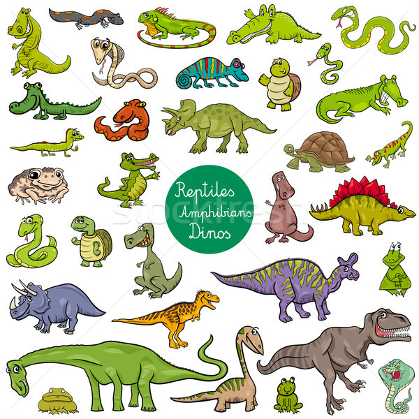 reptiles and amphibians characters set Stock photo © izakowski
