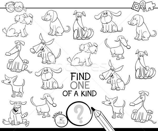 one of a kind game with dogs color book Stock photo © izakowski