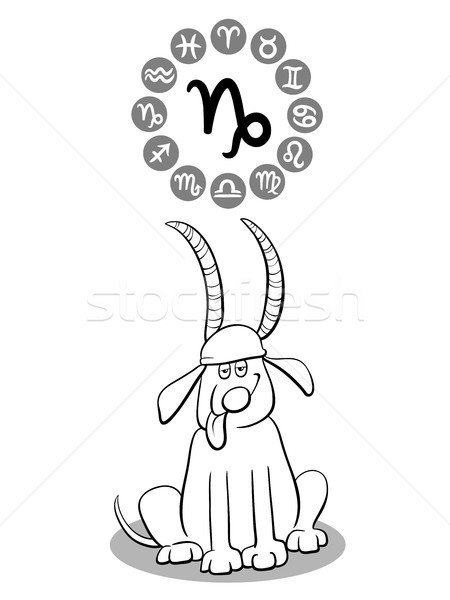 cartoon dog as Capricorn Zodiac sign Stock photo © izakowski