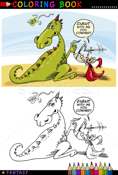 Dragon and Knight for coloring Stock photo © izakowski
