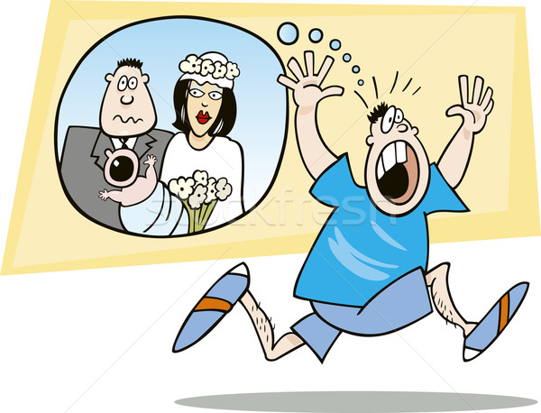 Guy erschrocken Ehe Illustration läuft Elternschaft Stock foto © izakowski
